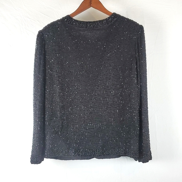 Vintage‎ Laurence Kazar Black Silk Beaded Jacket - Picture 6 of 8